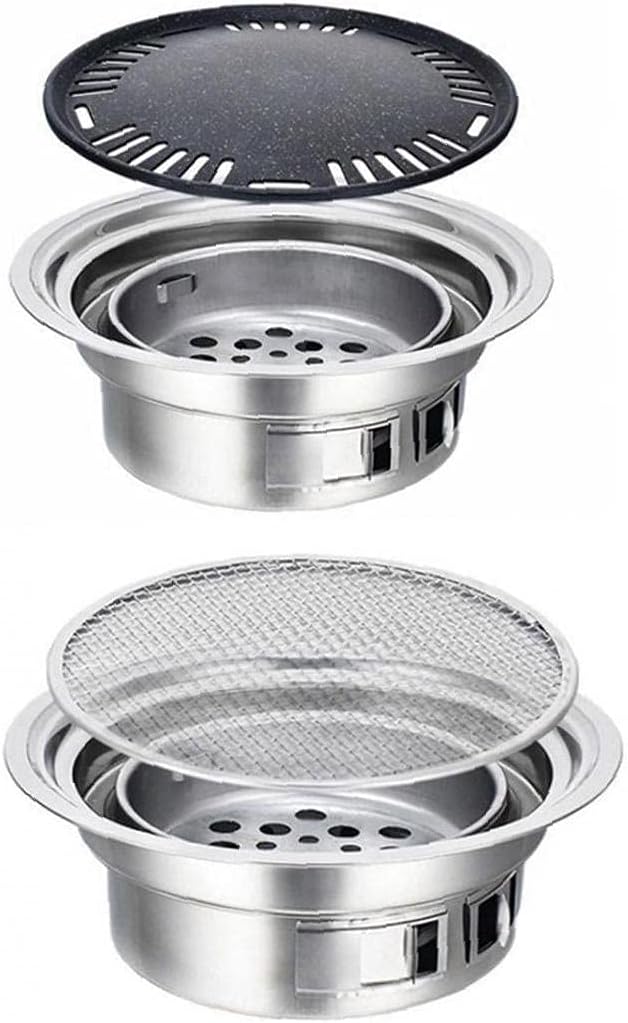 Charcoal Barbecue Grill Round Portable Household Camping Grill Stove with Barbecue Net,Outdoor Barbecue Tools