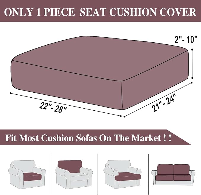LA MEACK Couch Cushion Cover Seat Cushion Cover Stretch Armchair Cover Separate Sectional Sofa Slipcovers Furniture Protector(1 Piece for Seat or Sofa Backrest, Burgundy)