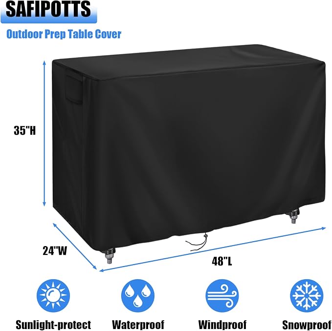 420D Outdoor Prep Table Cover 48 Inch,48''L x 24''W x 35''H,Black | Waterproof Patio Stainless Steel Table Cover, Workbench Covers Waterproof, Picnic BBQ Grill Cart Cover