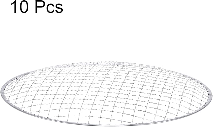 HARFINGTON 10pcs Round BBQ Grill Net 11"x0.9" Galvanized Iron Barbecue Mesh Mat for Baking Smoking Charcoal Grilling Roasting