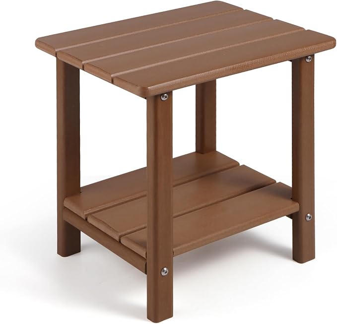 Apolimi Adirondack Outdoor Side Table, 2-Tier Sturdy Patio End Table Weather Resistant, 16.5" Solid Side Table for Patio, Pool, Porch