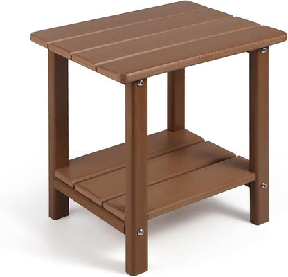 Apolimi Adirondack Outdoor Side Table, 2-Tier Sturdy Patio End Table Weather Resistant, 16.5" Solid Side Table for Patio, Pool, Porch