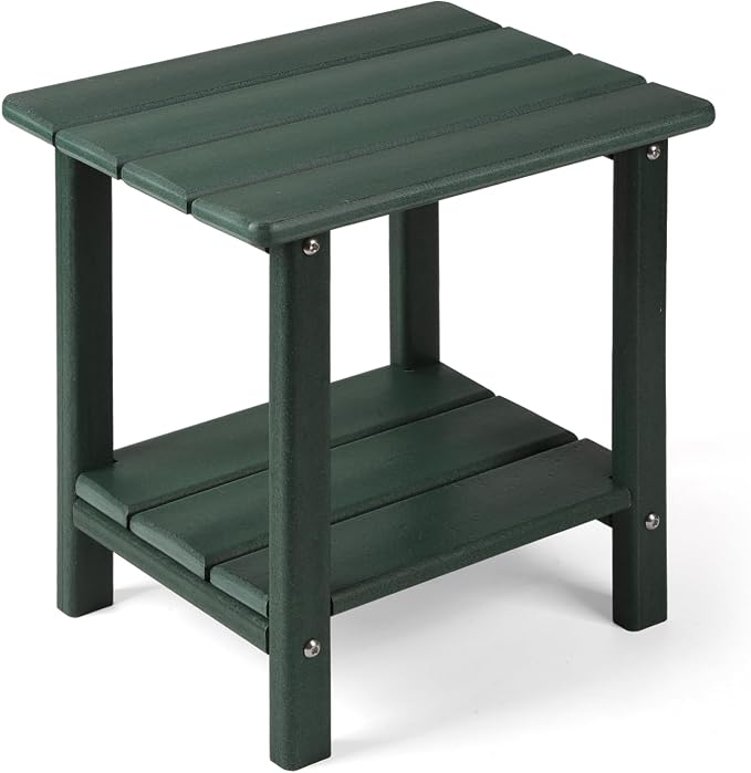 Apolimi Adirondack Outdoor Side Table, 2-Tier Sturdy Patio End Table Weather Resistant, 16.5" Solid Side Table for Patio, Pool, Porch
