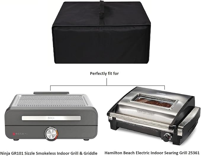 AF-WAN Heavy Duty Waterproof Indoor Grill Dust Cover for Ninja GR101 Sizzle Smokeless Indoor Grill & Griddle/Hamilton Beach Electric Indoor Searing Grill-25361, Black