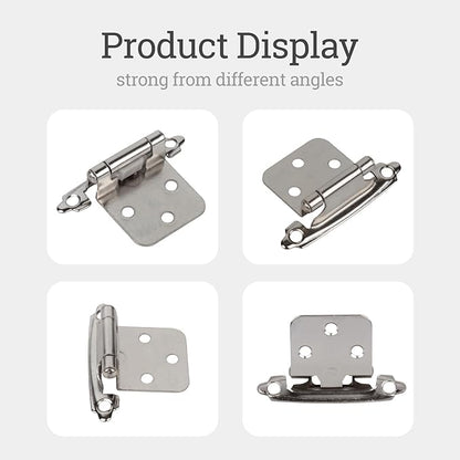 Steel Cabinet Cabinet Hinges (4 Pcs) Come with Screwdriver for recessed Kitchen Cabinet Doors semi-Concealed 1/2 Inch Overlay Cabinet Hinges Door Hinge