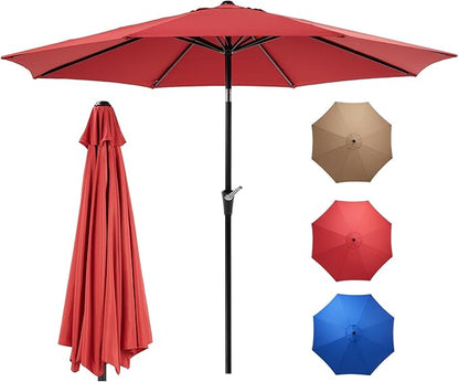 OLIXIS 9FT Patio Umbrella with Tilt and Crank Button & Sturdy Ribs Waterproof, 9Feet Patio Table Umbrella Perfect for Poolside, Terrace, Beach and Outdoor Restaurant