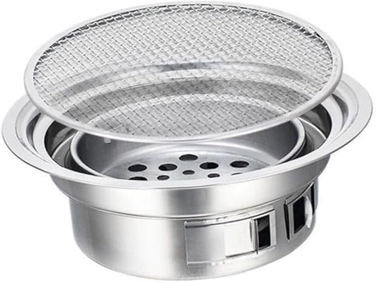 Toyvian Portable Stainless Steel Charcoal Stove Mini Korean Bbq Grill Outdoor Barbecue Oven with Grate for Camping and Home Use