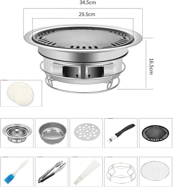 BBQ Grill Outdoor Indoor/Outdoor Charcoal Grill, BBQ Grill Camping Stove Easy to Clean with BBQ Tool Kits for Outdoor BBQ Picnic Camping Patio Backyard Cooking Outdoors Campfire Grill Grate