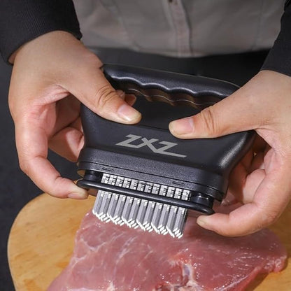 ZXZ Meat Tenderizer Tool - 48 Ultra Sharp Stainless Steel Needle Blades, Ideal for Kitchen, BBQ & Marinade Tenderizing Black