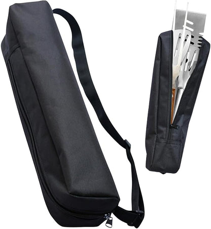 Grill Utensil Storage Bag, Grilling Bags for Outdoor Grilling, Foldable Grill Hardware & Tools BBQ Bag, Oxford Cloth Grill Utensil Storage Bag for Camping and Hiking BBQ(black)