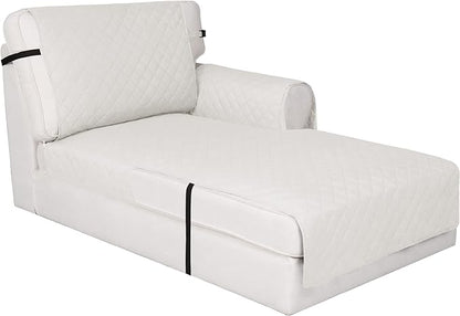 Easy-Going Reversible Chaise Lounge Couch Cover Water Resistant Sofa Cover Sectional L Shaped Sofa Slipcover with Adjustable Straps Furniture Protector for Dogs (115X34 in, Ivory/Ivory) | Machine Washable Slipcover For Dogs, Water Resistant Furniture M...