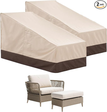loriano 2-Pack Outdoor Chair Cover with Ottomans, Waterproof Furniture Cover for 2 Chairs & 2 Ottomans, Heavy Duty 600D Oxford Fabric, All-Weather UV and Windproof for Patio Sets