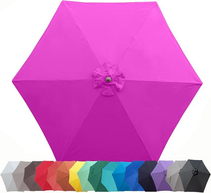 Formosa Covers 9ft Market Patio Umbrella Canopy - Fuchsia, 6 Ribs, 300D UV Protective and Water Resistant, Premium Quality Replacement Canopy