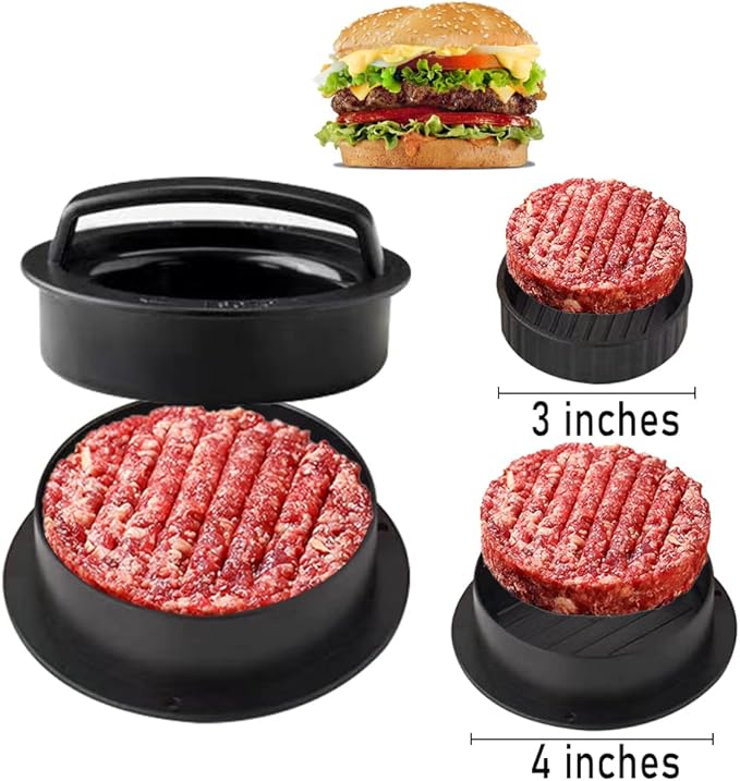 Leden Burger Press Hamburger Press Patty Maker for BBQ Grill 3-in-1 Non Stick Stuffed Burger Mold, Kitchen Tool, Beef Patties and Sliders