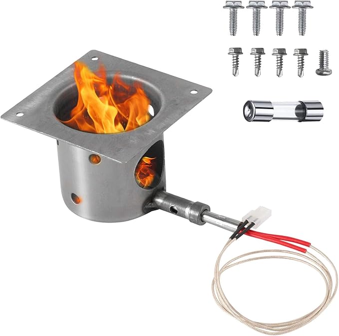 Fire Burn Pot Replacement Parts for Traeger & Pit Boss Wood Pellet Grill and Hot Rod Ignitor Kit, with 2 Sets of Screws