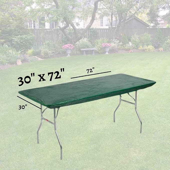 10 Pack of Rectangular Plastic Table Covers - 6' Foot (Table NOT Included) (Hunter Green, 30" x 72" (6' ft))