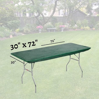 10 Pack of Rectangular Plastic Table Covers - 6' Foot (Table NOT Included) (Hunter Green, 30" x 72" (6' ft))