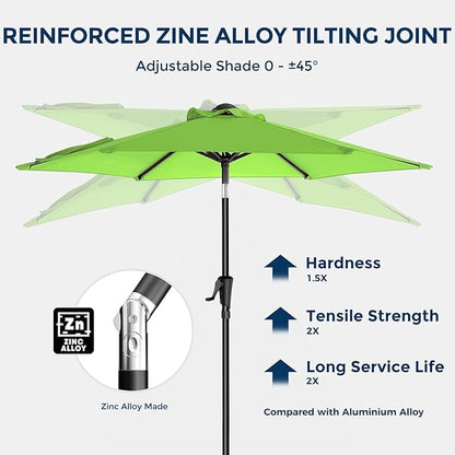 HOMSHADE 7.5ft Outdoor Patio Umbrella - Market Table Pool Deck Umbrella UPF50+ UV Protection with Push Button Tilt, Crank and 6 Sturdy Ribs (Apple Green, No base)
