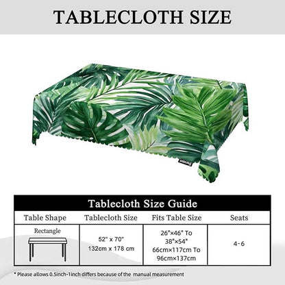 Swono Tropical Palm Leaves Tablecloths Watercolor Palm Tree Green Leaf Kitchen Dinning Tabletop Decoration, Polyester Table Cover for Indoor Outdoor 50x72 Inch Tablecloth