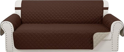 Reversible Couch Cover for 3 Cushion, Sofa, Brown/Beige | Couch Cover for Sofa, Pet Friendly Water Repellent Couch Sofa Cover, Washable Furniture Protector with Elastic Straps