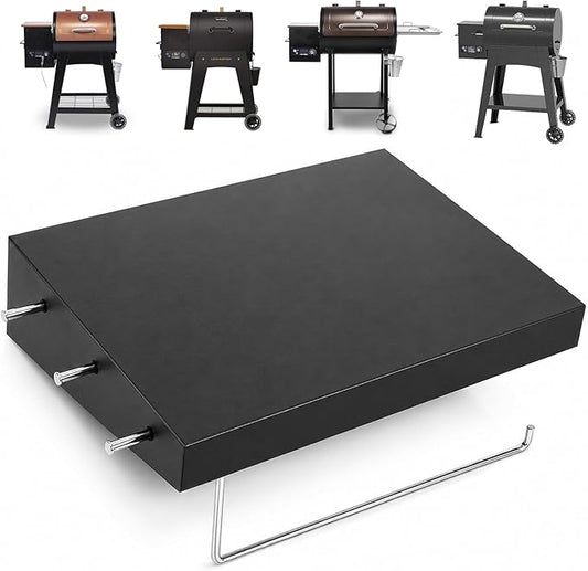 Utheer Grill Side Shelf for Pit Boss Lexington 540, Lexington 500 Onyx, PB440D2, PB440FB1 Wood Pellet Grills, Heavy Duty BBQ Prep Station with Paper Towel Holder & Tool Hooks