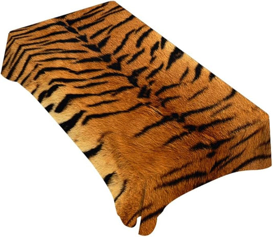 TKS MITLAN Tiger Print Tablecloth Decor Brown Black Wildlife Tiger Skin Table Cloth Dining Room Kitchen Table Cover 52 x 70 Inch Oblong/Rectangle