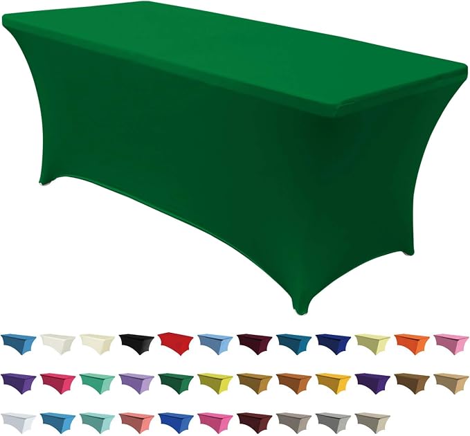 ABCCANOPY 6FT Spandex Table Cover, Stretch Fitted Tablecloth, Forest Green | Rectangular Tight, Fitted, Washable and Wrinkle Resistant Table Protector for Wedding, Banquet,Birthday, Party, Event