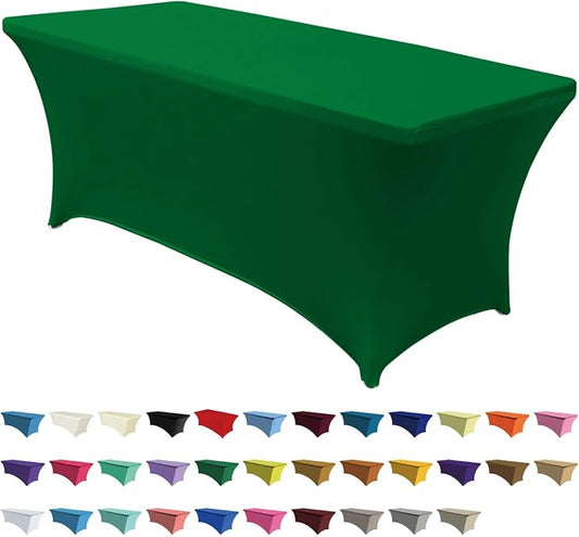 ABCCANOPY 6FT Spandex Table Cover, Stretch Fitted Tablecloth, Forest Green | Rectangular Tight, Fitted, Washable and Wrinkle Resistant Table Protector for Wedding, Banquet,Birthday, Party, Event
