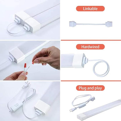 Orenm LED Tube Light 1.4FT 17in With Plug, 16W 1700LM 5000K Shop Light IP65 Linkable Ceiling Closet Lights With NO/Off Switch Plug Cord
