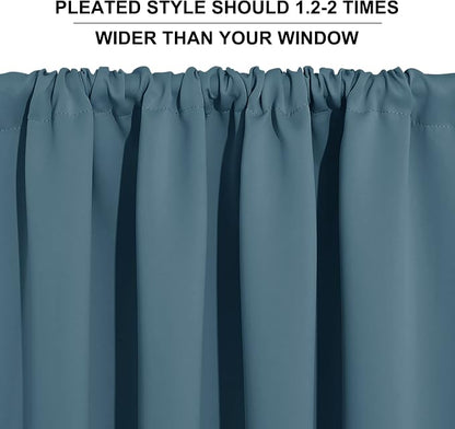 RYB HOME Blue Blackout Curtains for Living Room Thick & Durable Privacy Window Curtains Room Darkening Drapes for Bedroom, W70 x L84 inch, 2 Panels, Slate Blue