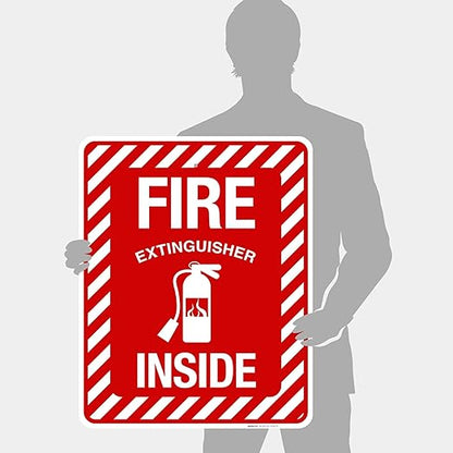 Fire Extinguisher Inside Sign, Fire Safety Sign, 24x30 Inches, Rust Free .063 Aluminum, Fade Resistant, Indoor/Outdoor Use, Made in USA