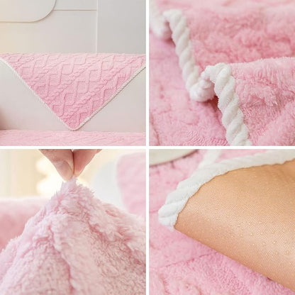 vctops Geometric Jacquard Plush Sofa Couch Covers Farmhouse Neutral Non Slip Sectional Couch Cover Soft Warm Sofa Slipcover for Dogs, Children, Pets Furniture Protector (Pink,36"x82")