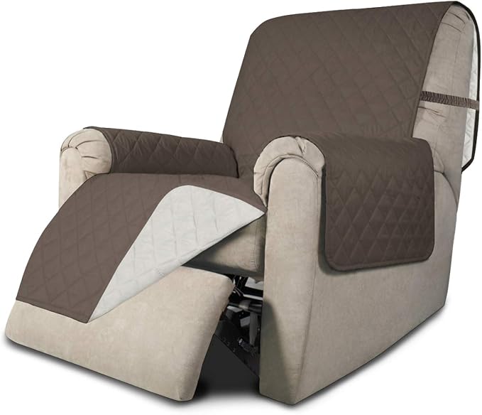 Easy-Going Reversible Couch Cover, Recliner 19 in, Taupe/Ivory | Machine Washable Slipcover For Dogs, Water Resistant Furniture Mat For Living Room, Non-Slip Sofa Cover, Pet Friendly