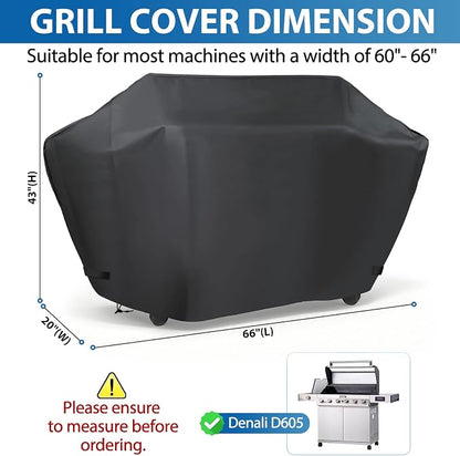 66 Inch Gas Grill Cover for Monument Denali D605 6-Burner Grill, Waterproof | Outdoor Grill Cover Fits Monument Denali D605, D605 Pro, D610 & D600SS, Replacement for A003, Heavy Duty Weather Protection