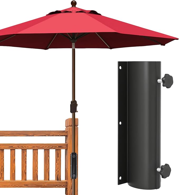 EliteShade USA Patio Umbrella Mount for Deck Railing, Heavy Duty Full Aluminum Rust-Free Outdoor Umbrella Holder, Umbrella Base Stand for Balcony Handrail, Yard Porch Fence Fits 1.5"-1.9" Poles