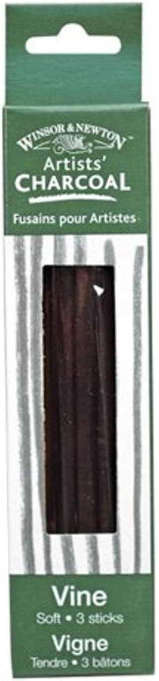 Winsor & Newton Artist Vine Charcoal Sticks, Soft, Box of 3 Sticks