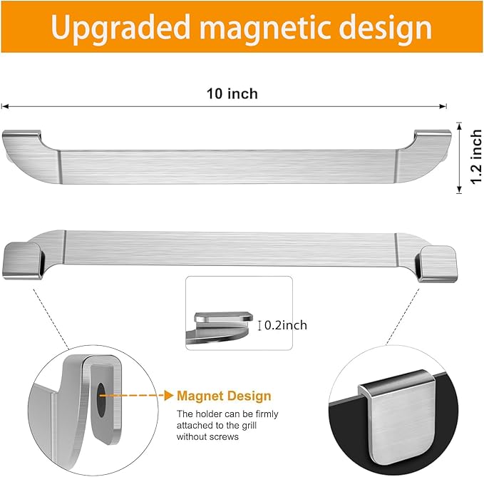10 Inch Griddle Spatula Holder Magnetic Design, Stainless Steel Grill Barbecue Tool Rack, Griddle Accessories for Blackstone Flat Top Griddle and Other Grill Griddles (1 Pcs)