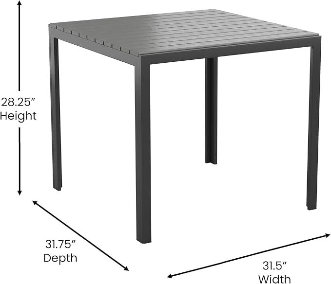 Flash Furniture Poly Resin Indoor/Outdoor Seating, Black, 5-Piece Set | Table and 4 Chairs, Commercial Grade, Indoor/Outdoor Use
