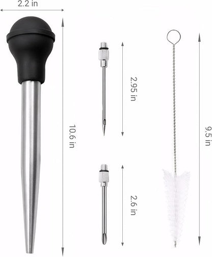 Large Turkey Baster with 2 Stainless Steel Needles,injector marinades for meats,turkey basters for cooking red (Black)