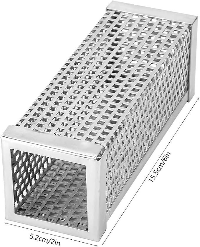 Smoke Tube, 304 Stainless Steel BBQ Wood Pellet Smoker Tube Cold Smoke Outdoor Square Barbecue Accessory Pellet Smoker for Electric, Gas, Charcoal Grill or, 6in