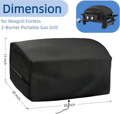 Tabletop Gas Grill Cover for Nexgrill Fortess 2-Burner Portable Griddle | 32x17x35,Waterproof Dustproof Heavy Duty Oxford Fabric,for Nexgrill Fortess 2-Burner Table Top Gas Grill 820-02005