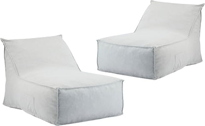 Merax Outdoor Bean Bag Chairs Set of 2, 48" Lounger Chair for Adults Bean Bag Couch Sofa with Foam Filled for Patio Pool Balcony Desk, Water-Repellence Fabric Outside Beanbag Chair, Light-Grey