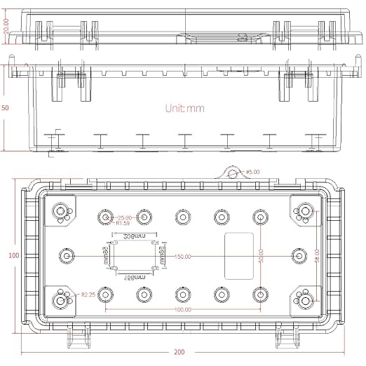 Electrical Waterproof Custom Junction Box, Outdoor Hinged Clear Cover Stainless Steel Buckles, Plastic Enclosure Weatherproof Box IP67 Case 7.9 * 3.9 * 2.8(200×100×70mm)