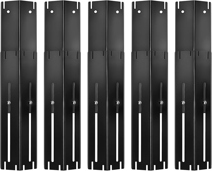 GasSaf Universal Adjustable Heat Plate Shield, Extends from 11.75" up to 21" L, Porcelain Steel Heat Tent Flame Guards Replacement Parts for Brinkmann, Charbroil, Nexgrill and Other Gas Grill (5-Pack)