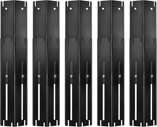 GasSaf Universal Adjustable Heat Plate Shield, Extends from 11.75" up to 21" L, Porcelain Steel Heat Tent Flame Guards Replacement Parts for Brinkmann, Charbroil, Nexgrill and Other Gas Grill (5-Pack)