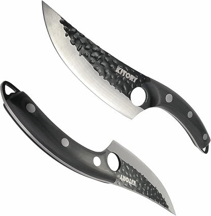 Hand-Forged Viking Boning Knife - 5.8" High Carbon Steel Butcher Knife with Ergonomic Wood Handle - Perfect for Meat Cutting, BBQ, Camping & Outdoor Cooking - Unique Gift for Chefs & Grill Masters