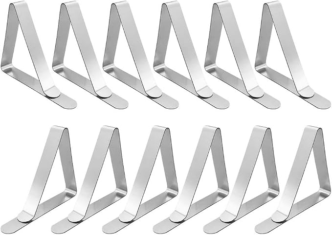Tablecloth Clips Large Picnic Table Clips for 1.7-2.5" Thickness Picnic Table Cloth Holders Stainless Steel Table Cover Clips Clamps - 12 Pack