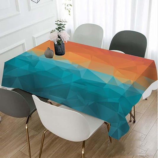 TKS MITLAN Colors Art Tablecloth Decor Blue Orange Triangular Polygonal Stereoscopic Gradient Table Cloth Dining Room Kitchen Table Cover 60" X 84" Oblong/Rectangle
