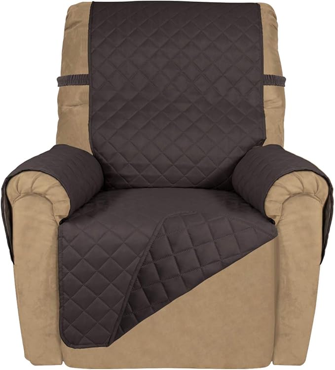 PureFit Reversible Recliner Chair Covers Couch Covers for Dogs, 19 in | Chocolate/Chocolate, Water Resistant Couch Protector, Washable Pet Couch Cover with Non Slip and Elastic Straps For Kids