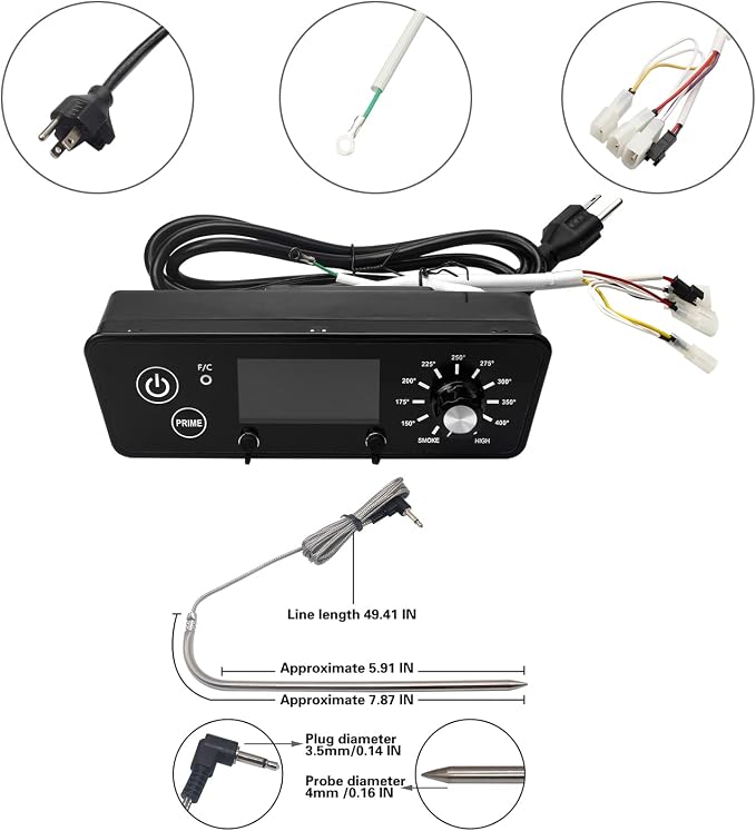 Digital Thermostat Control Board Kit Replacement for Pit BOSS 5 Series Vertical Pellet Smoker with LCD Display, Equipped with Hot Rod Ignitor, RTD Temperature Probe Sensor and Meat Temperature Probes